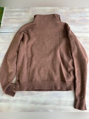 Lulu's Cozy Chocolate Brown Cropped Cowl Neck Sweater S